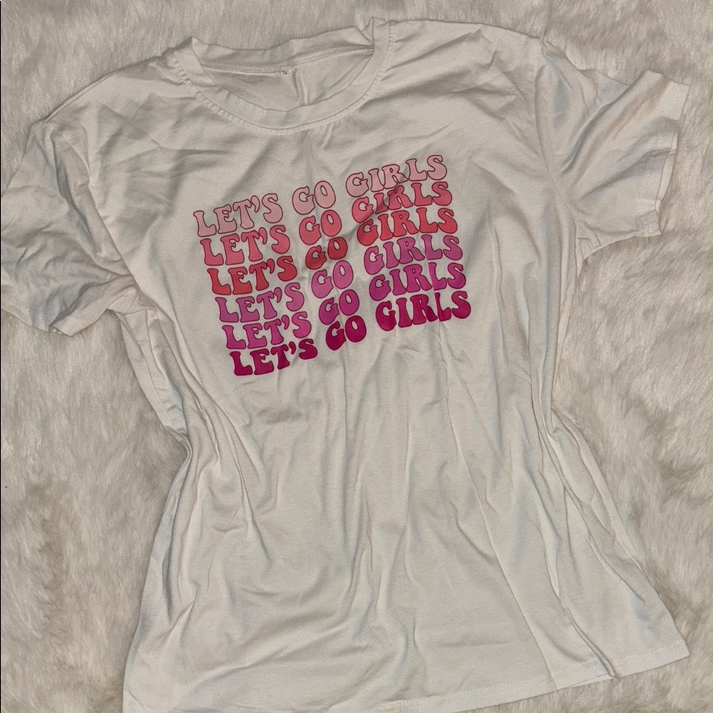 Trendy White Tee with Pink Graphic